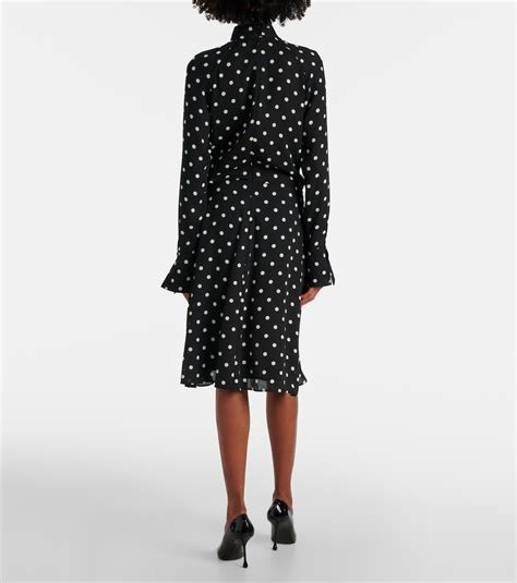 Polka Dot Gathered Midi Dress In Black Nina Ricci Mytheresa