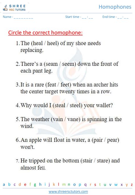 Homophones Worksheets For Grade 2 English Shree Rsc Tutors