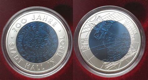 ÖSTERREICH 25 Euro 2003 Niob 750 JAHRE STADT HALL Silber 44495 stgl