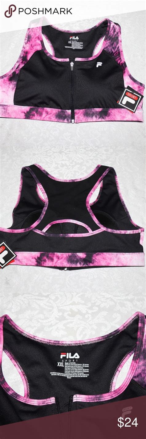 Nwt Fila Sports Bra Wfront Zipper Pink Sports Bra Sports Bra Bra