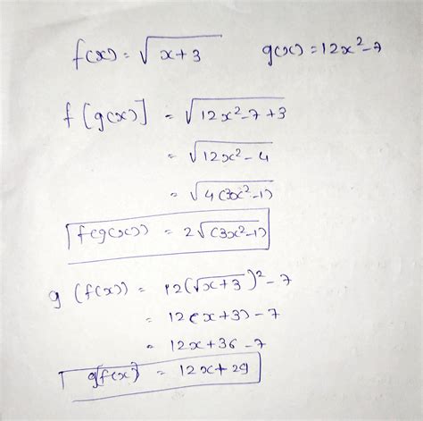 [solved] Find F[g X ] And G[f X ] F X 1x 3 G X 12x2 7 F[g X ] G