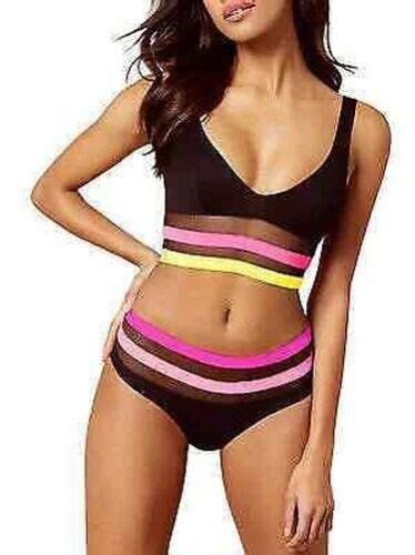 Mode Mer Costume Deux Pi Ces Bande De Culotte Noir Blanc Slips Sexy Bikini Ebay