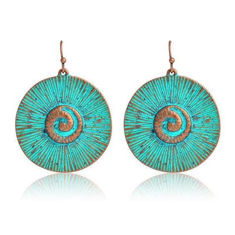 Bohemian Turquoise Round Disc Earrings Drop Earrings Women Jewelry