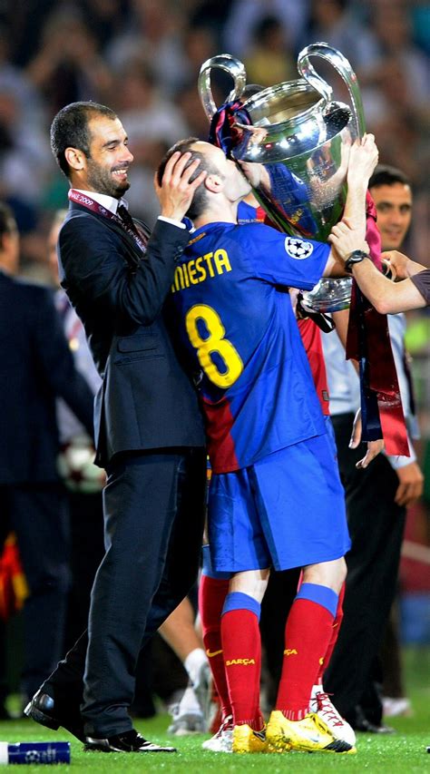 Josep guardiola manager of fc barcelona lifts the trophy after – Artofit