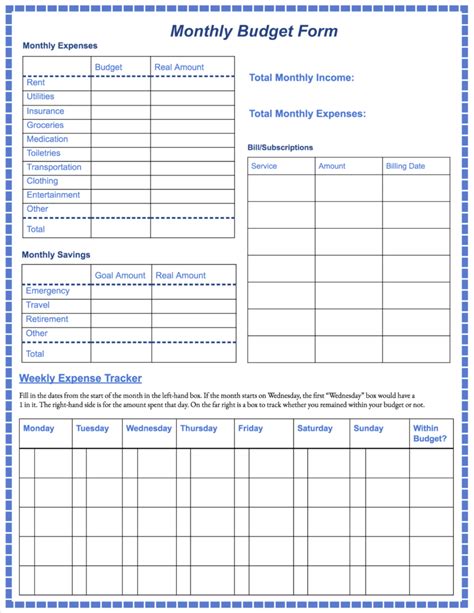 Customizable Monthly Budget Template