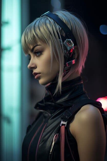 Premium Photo Beautiful Fantasy Cyberpunk Girl