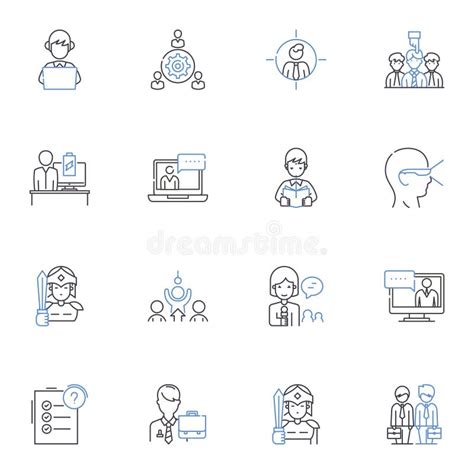 Executive Line Icons Collection Decision Making Leadership