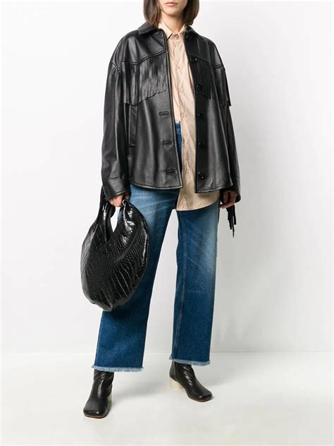 MM6 By Maison Martin Margiela Oversized Fringe Leather Jacket