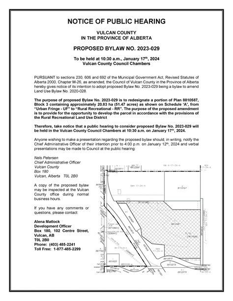 Public Hearing Bylaw 2023 029 Land Use Bylaw Rezoning 10 30a M