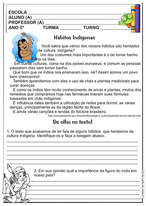 Atividades De Interpretação De Texto 5 Ano Do Ensino Fundamental