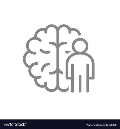 Brain With Man Line Icon Central Nervous System Vector Image