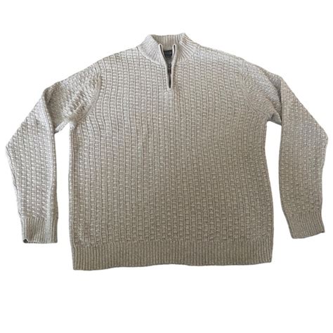 Tasso Elba Sweaters Tasso Elba Mens 4 Quarter Zip Sweater Oatmeal