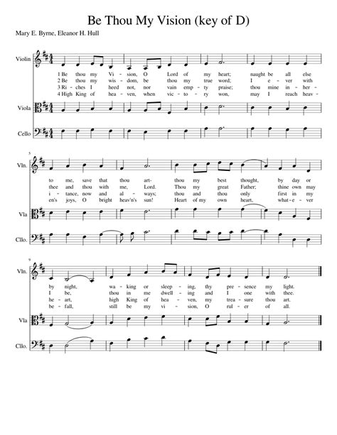 Be Thou My Vision Trio Key Of D Sheet Music For Violin Viola Cello