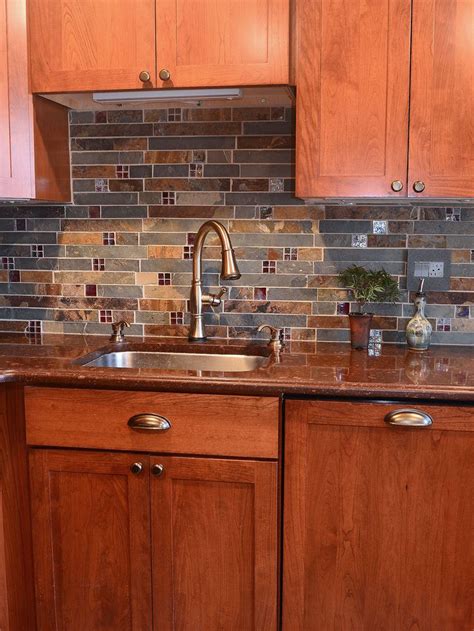 Slate Mosaic Brown Rusty Kitchen Backsplash Tile Backsplash