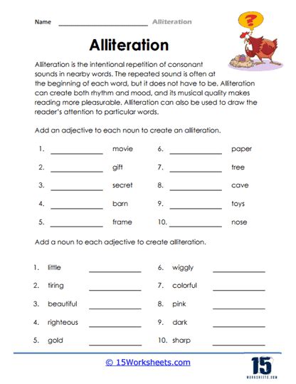 Alliteration Worksheets 15