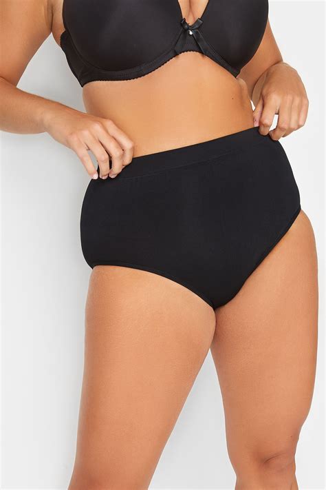 Black Seamless Light Control High Waisted Full Briefs Yours Clothing