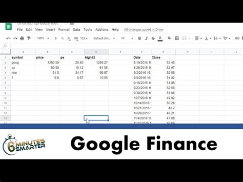 Use The Google Finance Function In Google Sheets YouTube