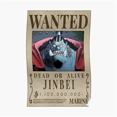 Jinbei Wanted Poster Post Wano Updated Bounty Poster Premium Matte