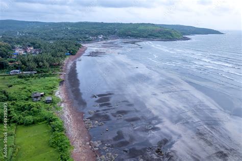 Aerial Footage Of Ladghar Beach At Dapoli Located 200 Kms From Pune On