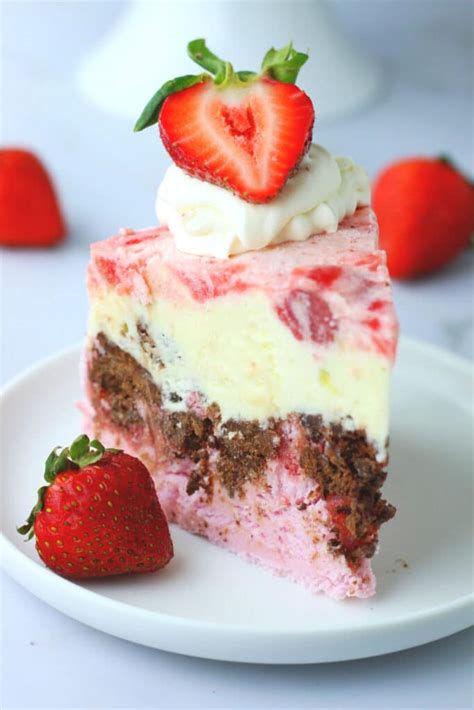 The Best Strawberry Ice Cream Cake Easy No Bake Recipe