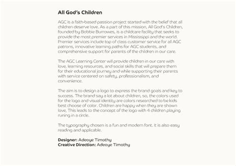 All God's Children Learning Centre | Brand Identity on Behance