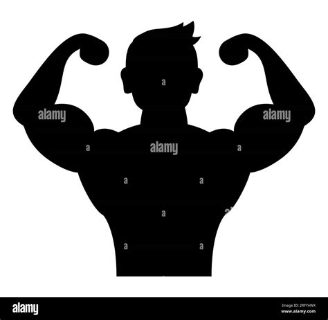 Black Silhouette Of A Muscle Man Showing His Biceps Vector Isolated On