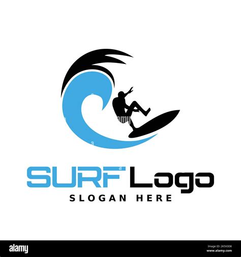 Surf Logo With Man Silhouette Vector Stock Vector Image And Art Alamy