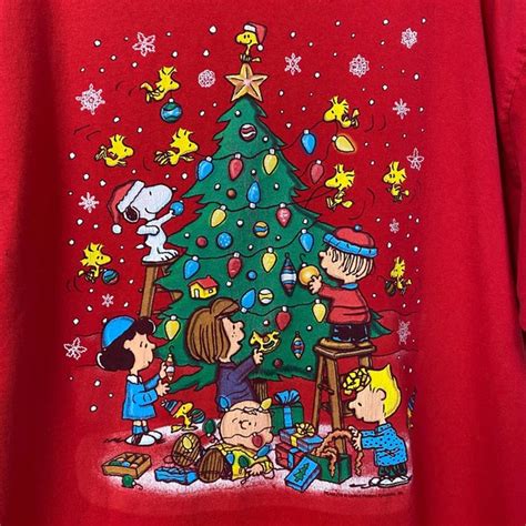 Peanuts Shirts Peanuts Xl Characters Decorating Christmas Tree Tshirt Charlie Brown Snoopy