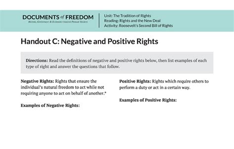 Handout C Negative And Positive Rights Bill Of Rights Institute