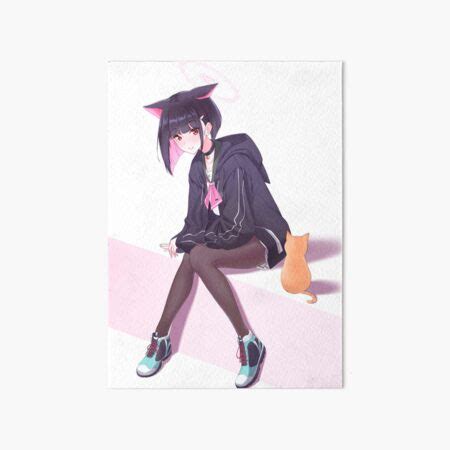 Sexy Neko Kyouyama Kazusa Hot Ass Cat Tits Blue Archive BA Lewd Anime Girl Art Board Print