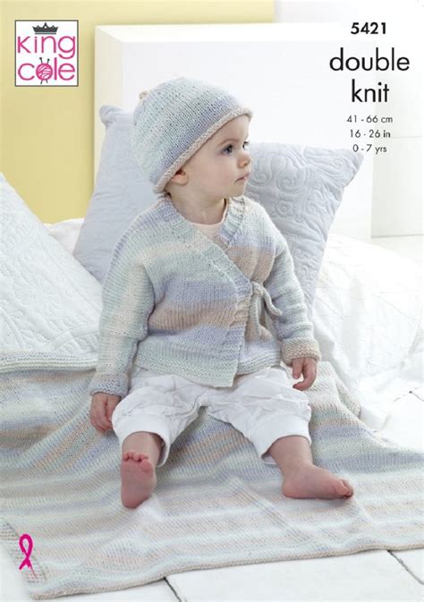 King Cole Beaches DK Pattern 5421 Cardigan Hat Blanket Delta