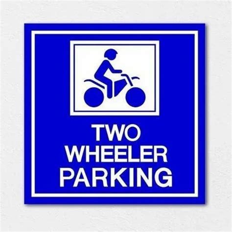 Blue And White ACP Two Wheeler Parking Sign Board For Outdoor At 150