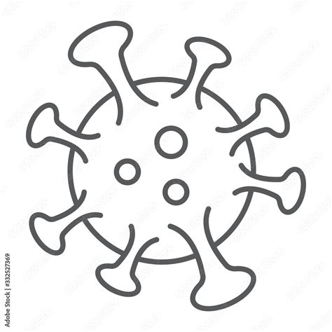 Coronavirus Thin Line Icon Virus And Microorganism Covid 19 Sign