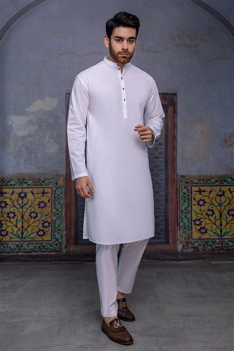 So Kamal Mens Unstitched Premium Cotton Suit Pm 1516 White