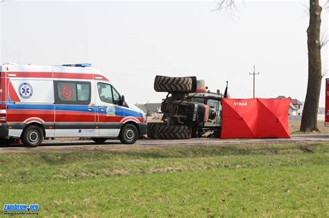 Długobórz Pierwszy Wypadek na DK 63 Ciągnik rolniczy przewrócił się