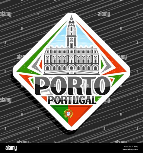 Vector Logo For Porto White Rhombus Road Sign With Outline