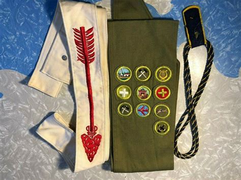 Vintage Boy Scout Merit Badge Sash W Badges Order Of The Arrow