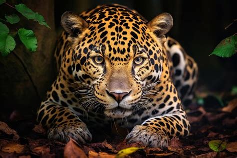 Premium AI Image | Jaguar Resting on a Forest Floor