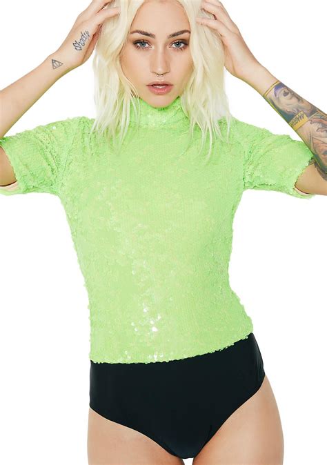 Sequin Bodysuit Sequin Bodysuit Streetwear Outfit Green Sequins