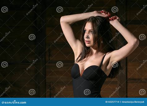 Beautiful Model Posing In Black Lingerie Stock Photo Image Of Pose Learn
