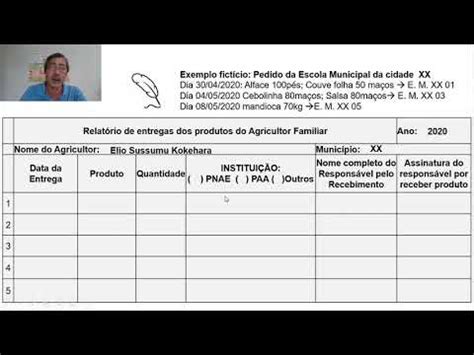 Como Preencher Planilha De Registro De Entrega No Pnae E Paa Youtube