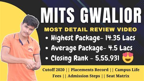 Mits Gwalior Placements Cutoff Campus Life Mits Gwalior Review