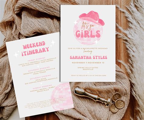 Nashville Invitation & Itinerary Template Let's Go Girls - Etsy