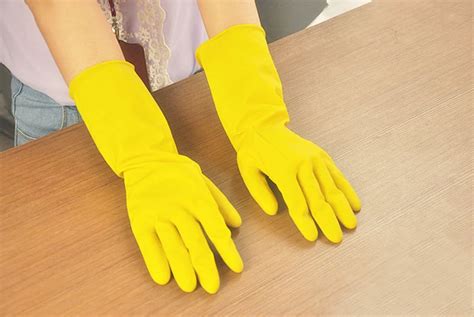 Household Waterproof Rubber Glove Kitchen Cleaning Long Sleeve Gloves Cheap Sale Everlast Latex