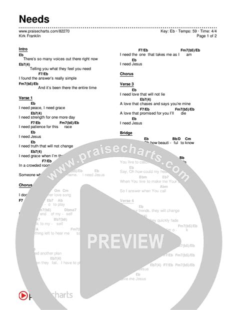 Needs Chords Pdf Kirk Franklin Praisecharts