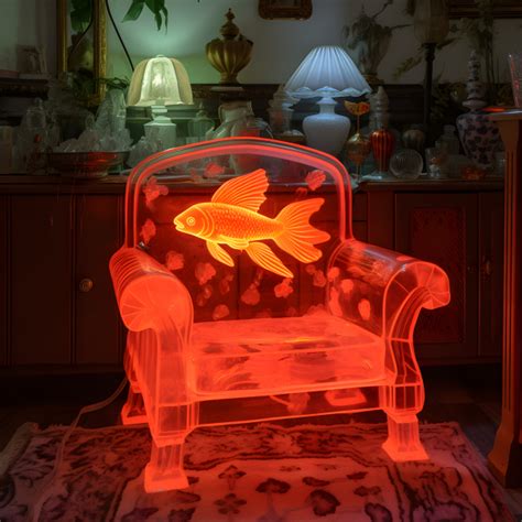 Glowing Orange Neon Translucent Goldfish Armchair Impossible Images