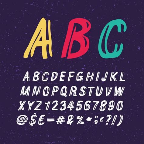 Chalk Alphabet Vector Handwritten Font Letters And Numbers Stock