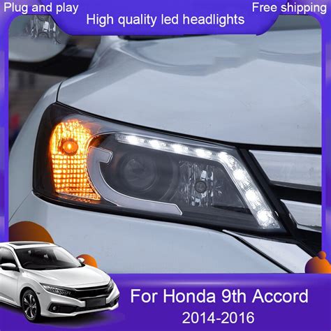 Car Styling For Honda Accord 9th 2014 2016 Headlights LED Headlight DRL