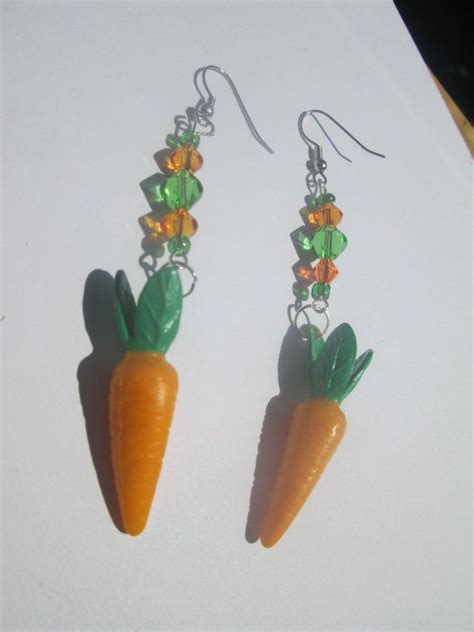 Carrot Earrings With Fancy Beads Item 1342 Fancy Beads Etsy Fancy