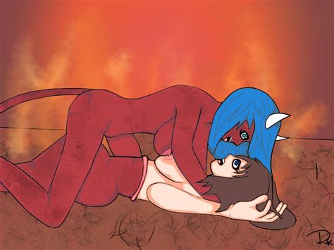 Rule 34 Decepi Devil Devil Girl Drawn Female Pred Female Prey Hell Implied Vore Naked Nude